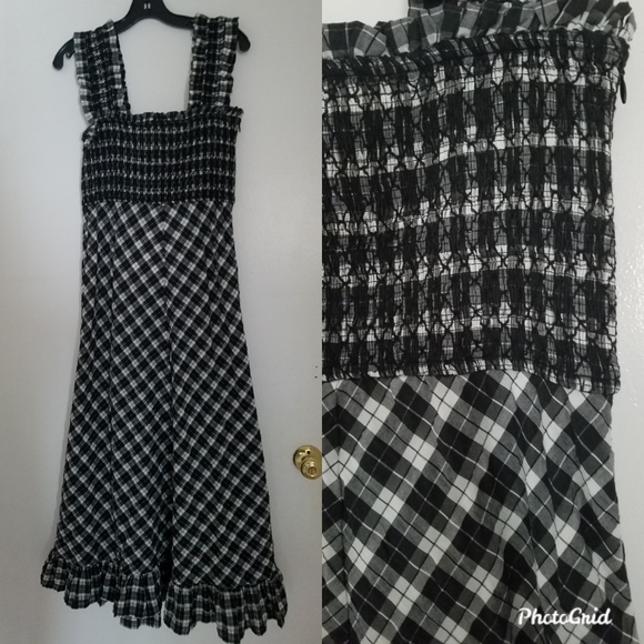 NWT GANNI Smocked checked seersucker dress - Picture 4 of 6